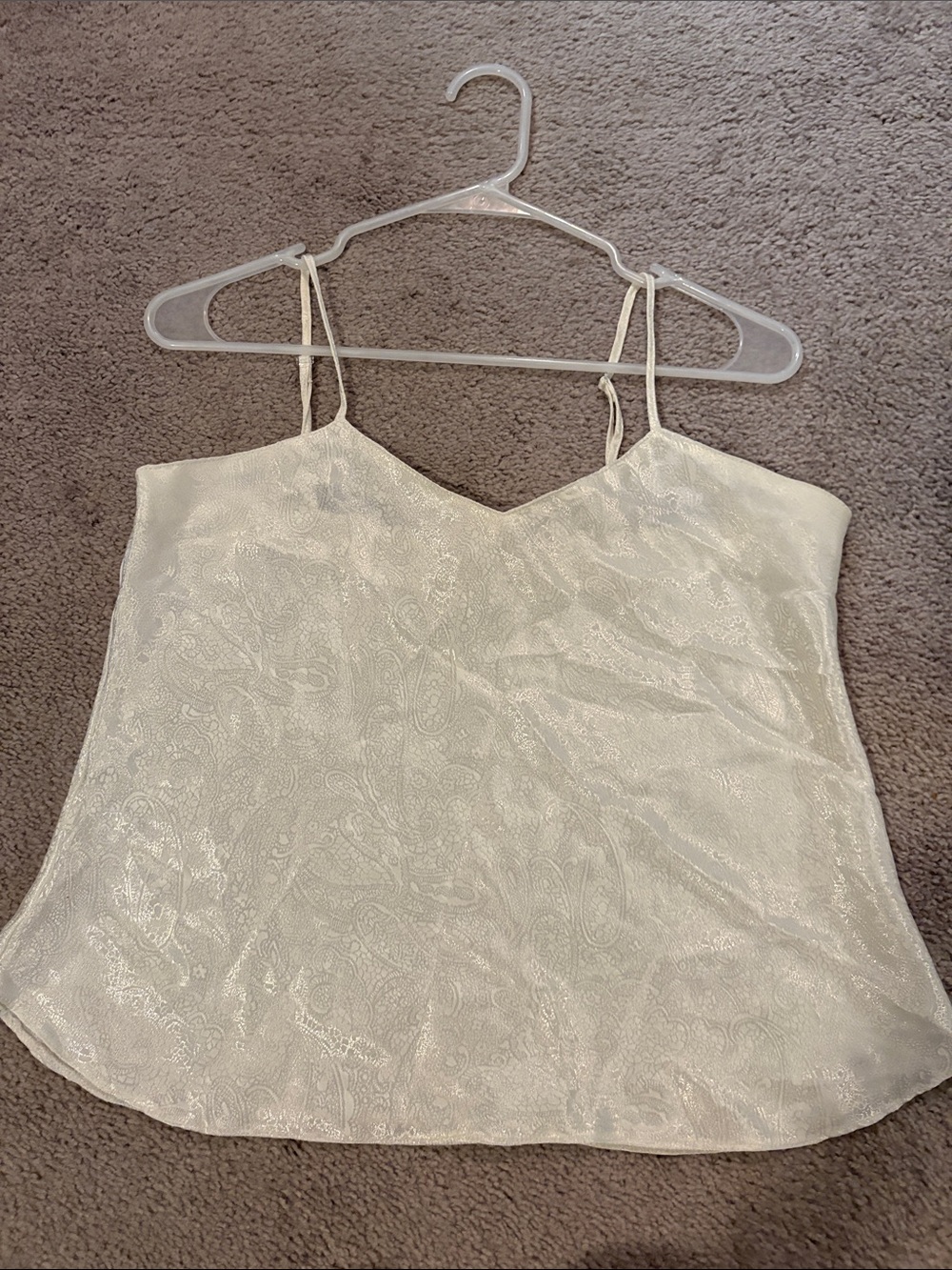 Women’s Cream Satin Paisley Cami Tank Top
